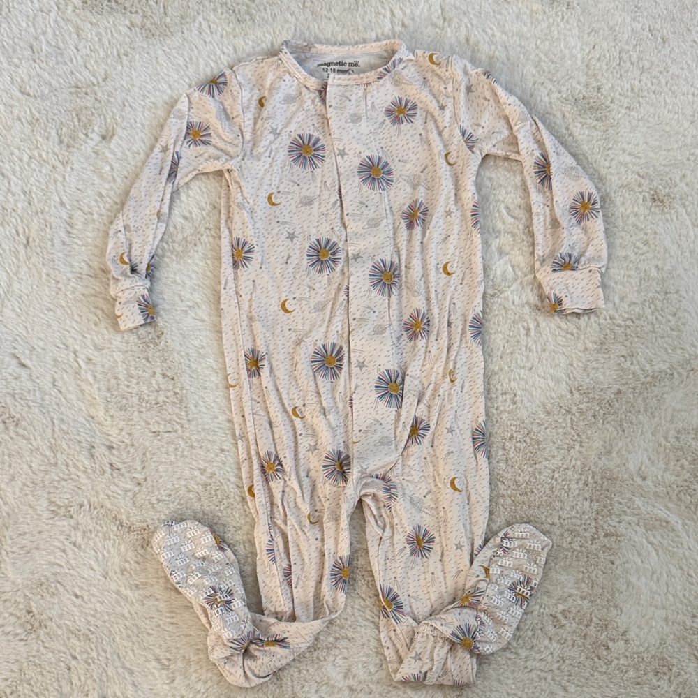 Magnetic Me Cream Floral and Moon Footie